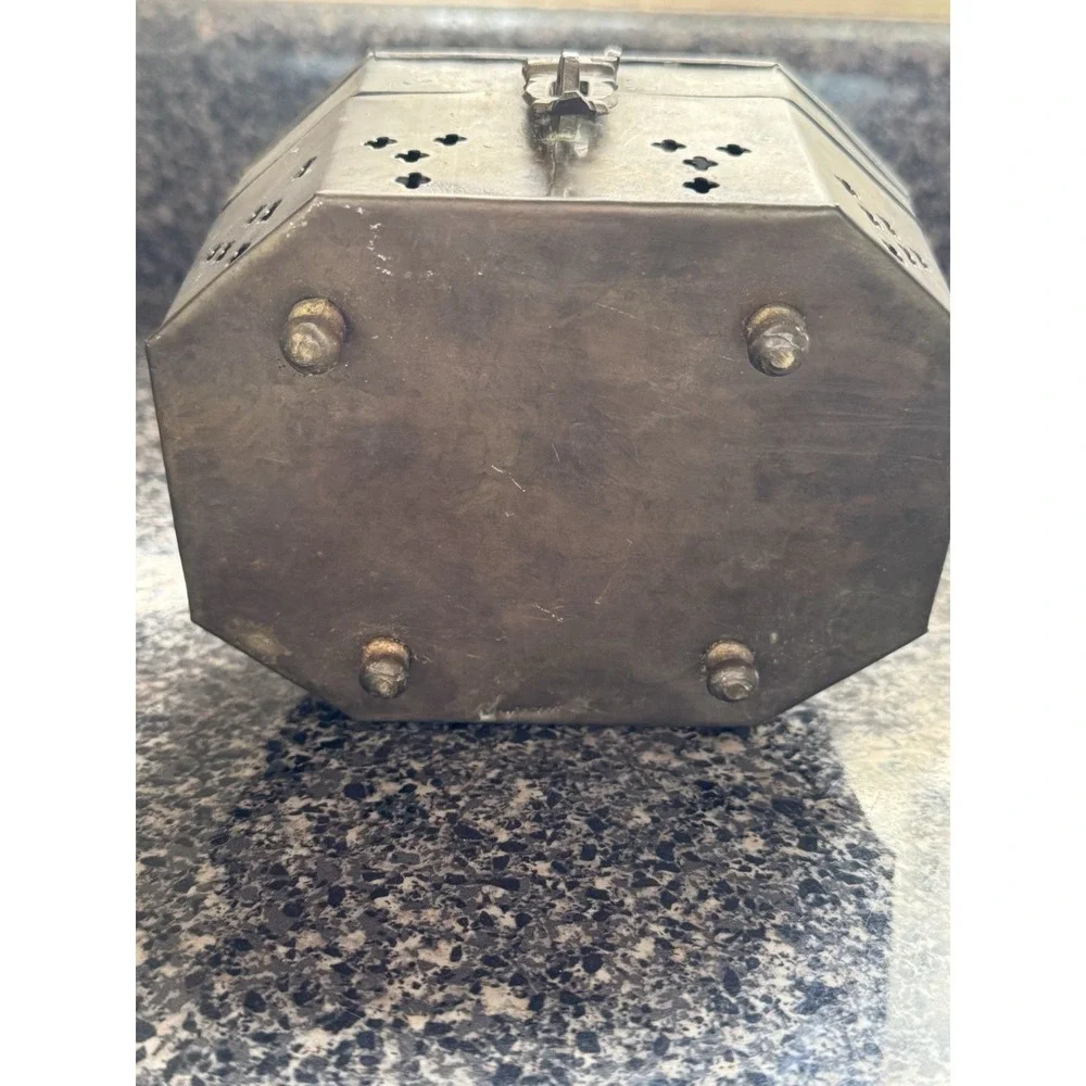 Vintage Brass Cricket Box Trinket Box‎ Incense Potpourri Metal Lock Box